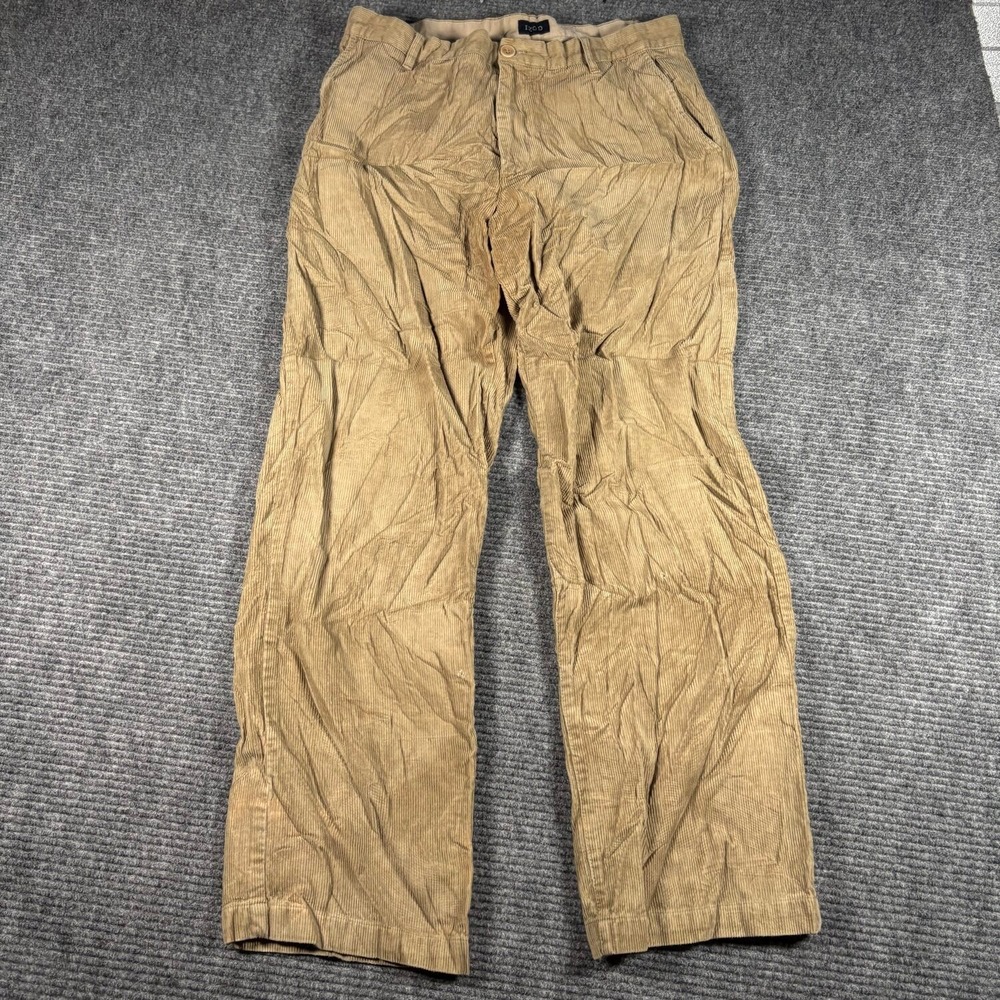 IZOD Corduroy Pants Mens 34x32 Tan Excellent Straight Leg Casual Classic